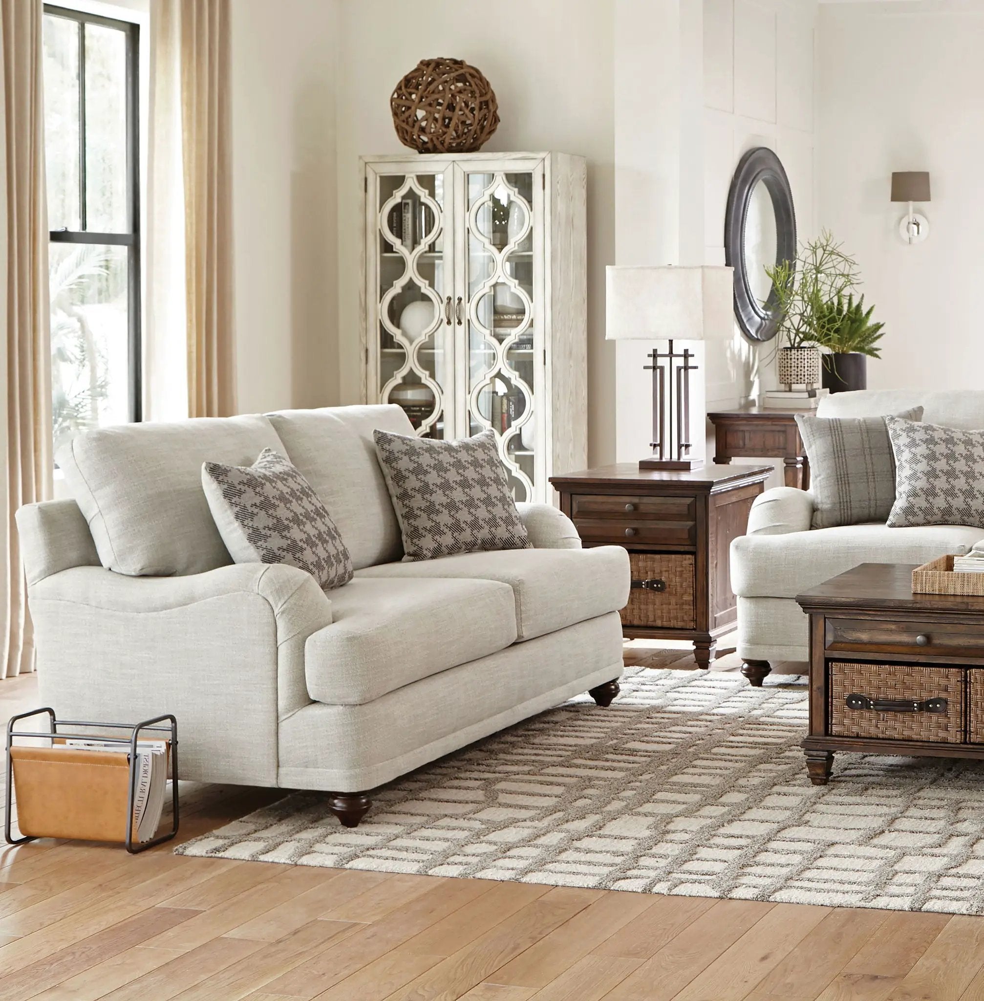 Glenn Upholstered English Arm Loveseat Light Grey and Grey by Unique Piece Furniture
