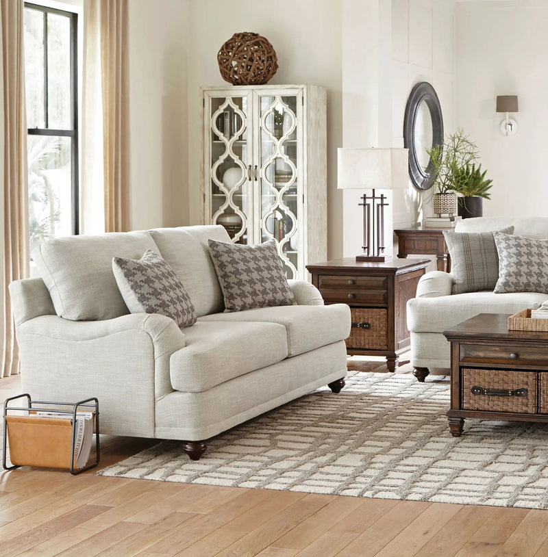 Glenn Upholstered English Arm Loveseat Light Grey and Grey by Unique Piece Furniture