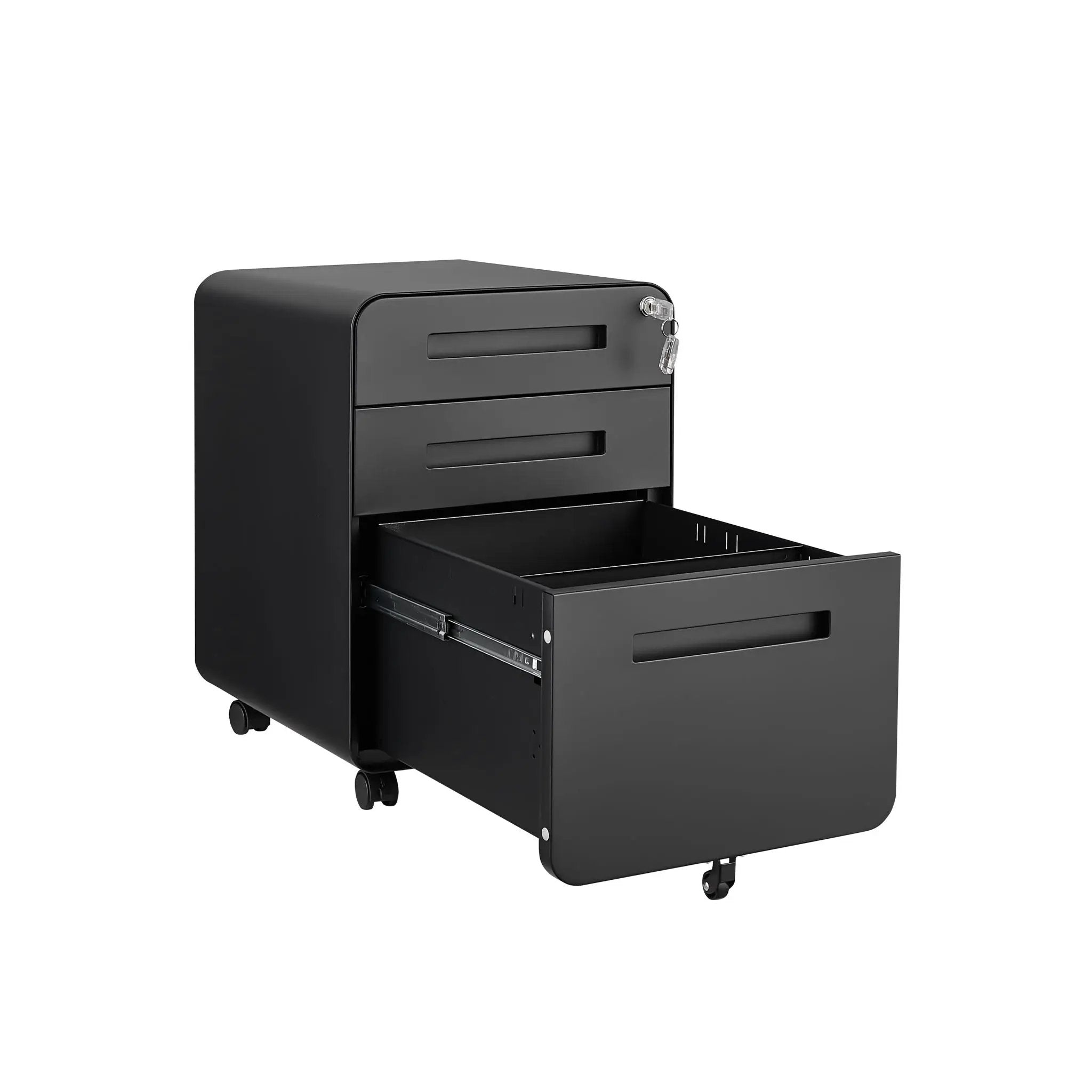 3 Drawer Mobile File Cabinet Under Desk Office, Simple Style Versatile Storage Cabinet For Legal / Letter / A4 Files, 5 Wheel Design Anti-Tilting Cold Rolled Steel Waterproof Moisture-Proof by Unique Piece Furniture