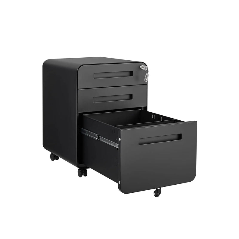 3 Drawer Mobile File Cabinet Under Desk Office, Simple Style Versatile Storage Cabinet For Legal / Letter / A4 Files, 5 Wheel Design Anti-Tilting Cold Rolled Steel Waterproof Moisture-Proof by Unique Piece Furniture