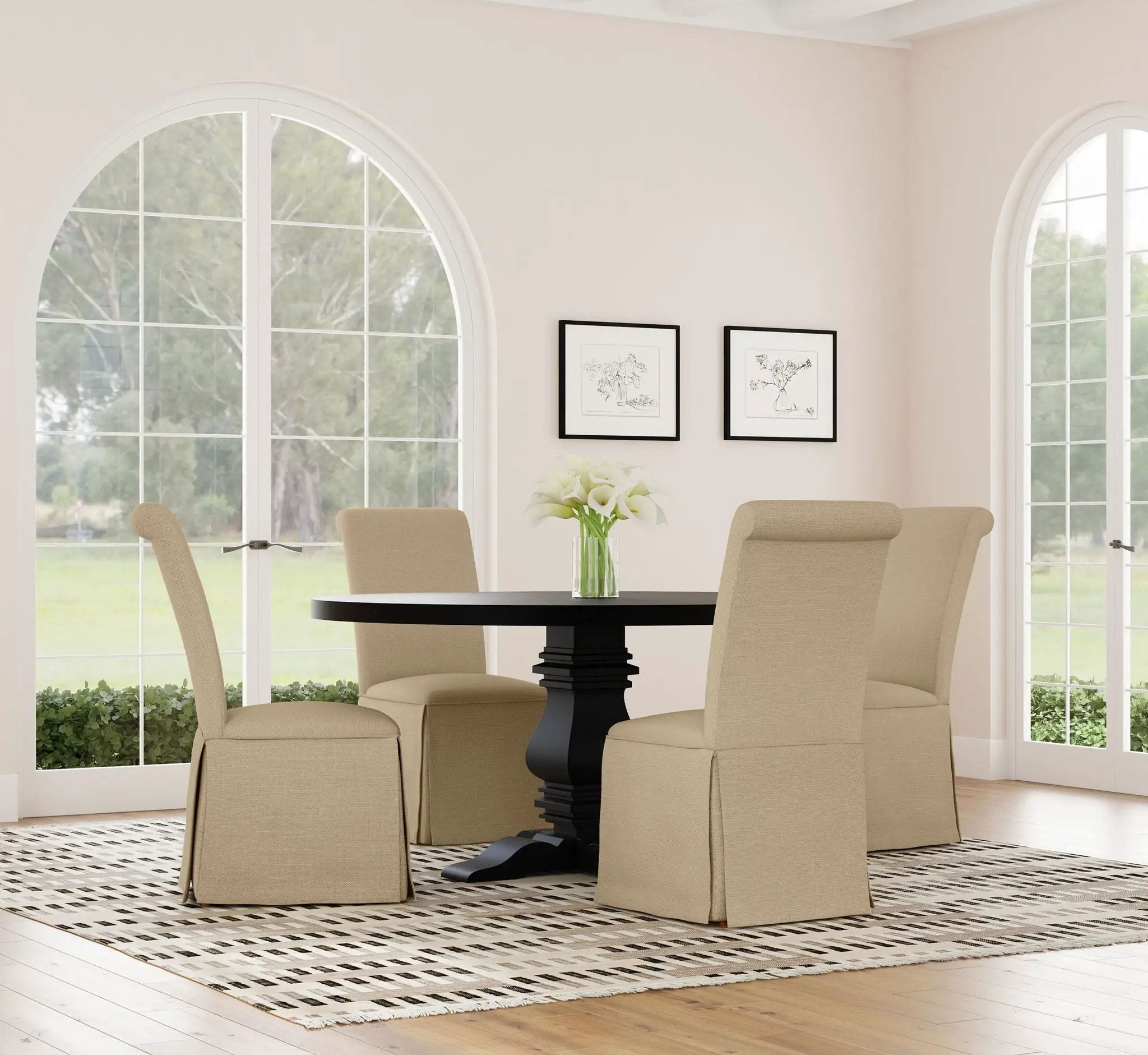 Florence Round 60-inch Pedestal Base Dining Table Black by Unique Piece Furniture
