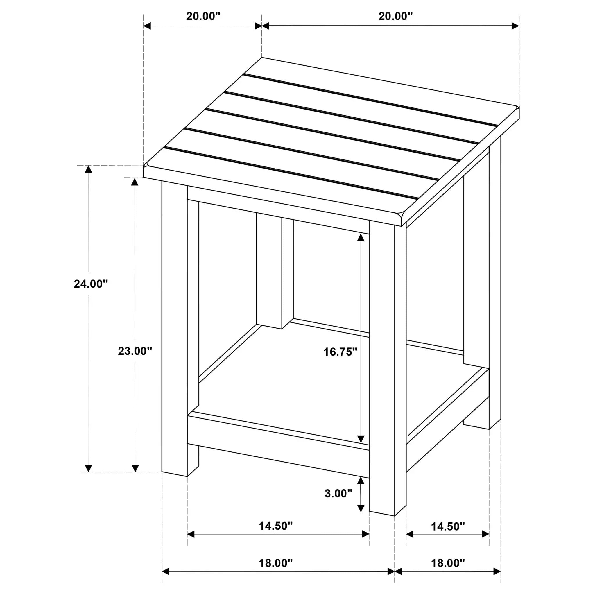 Payne Wood End Table with Shelf Distressed Java by Unique Piece Furniture