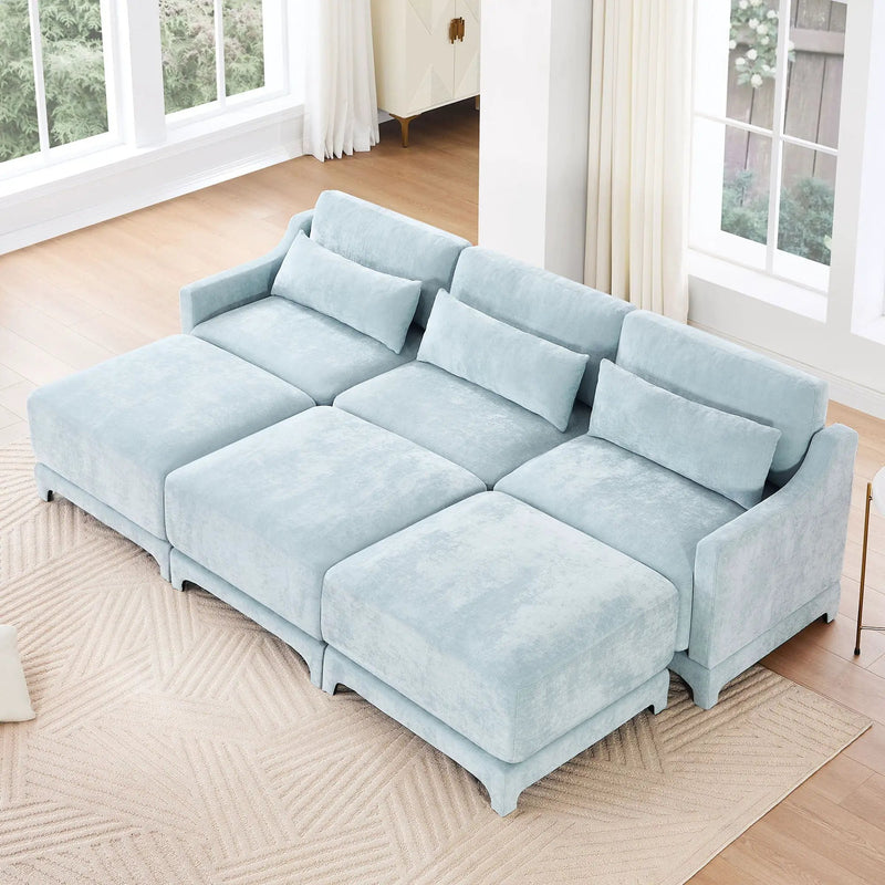 Stylish Sofa With Ottoman And Lumbar Pillows, Ergonomic Design by HouseOfZazla