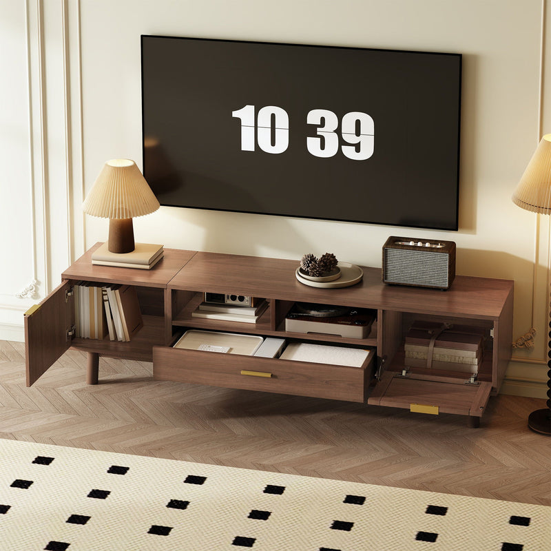 TV Stand for 75" TVs with Soft-Closing Doors - Dark Brown, photo 2 of 4