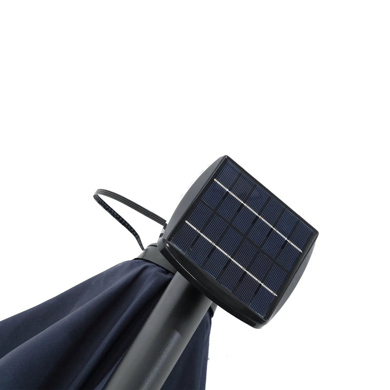 10ft Solar LED Offset Hanging Market Patio Umbrella - Navy Blue (No Base) by HouseOfZazla