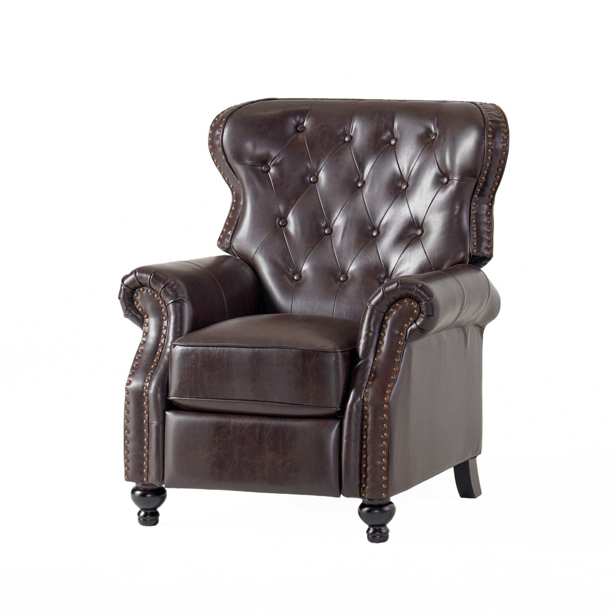 Contemporary Style Push Back Recliner with Button Tufted Stitching and Nailhead Trim by HouseOfZazla