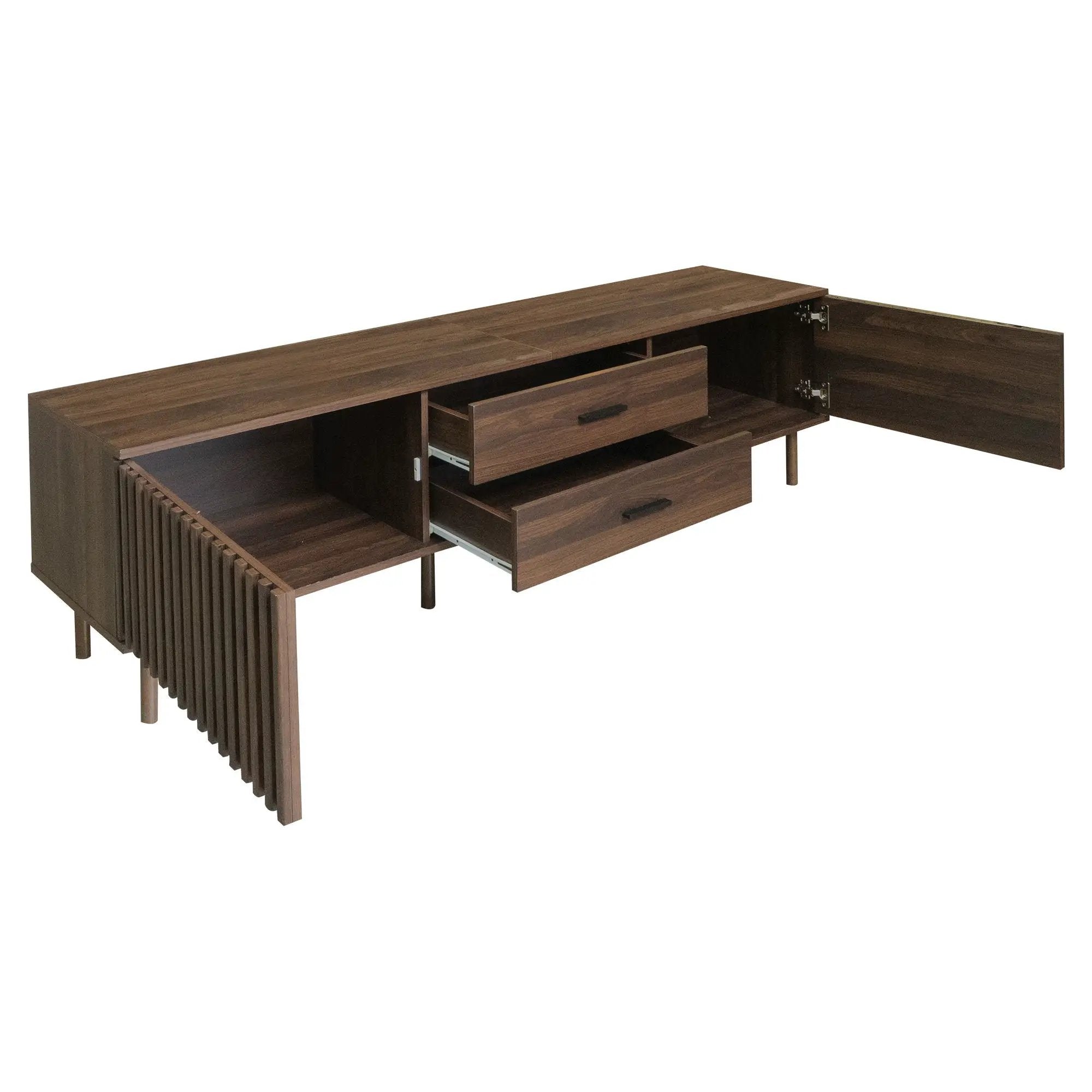 TV Stand For TVs Up To 80", Media Entertainment Center With Ample Storage - Dark Brown by HouseOfZazla