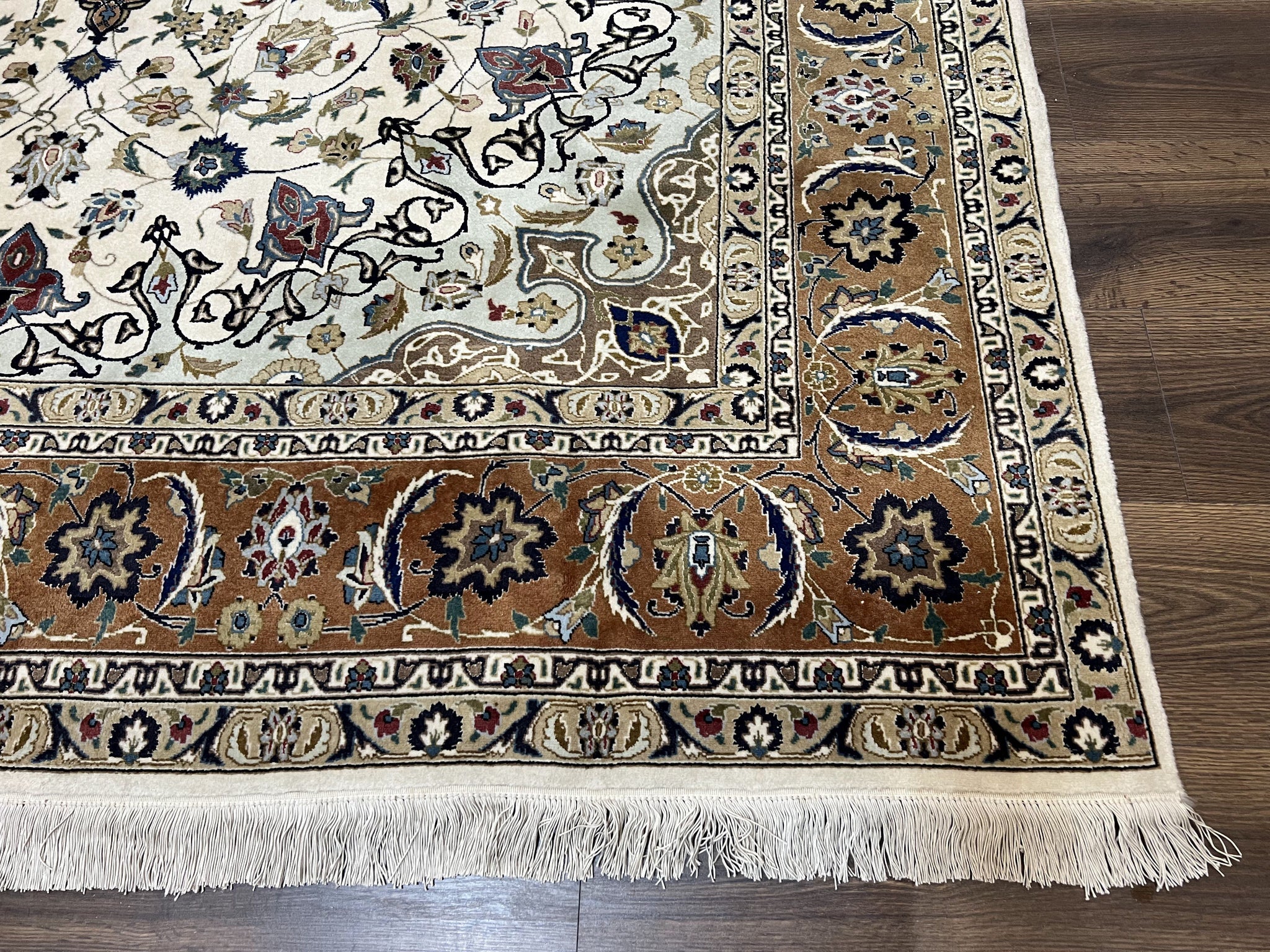 Wonderful Persian Tabriz Rug 7x10, Floral Medallion, Very Fine Oriental Carpet, Ivory by Jewel Rugs