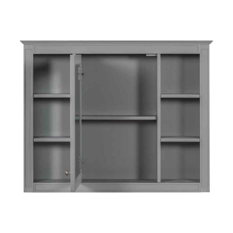Wall Mounted Medicine Cabinet With Mirror, Storage Cabinet Featuring 6 Open Shelves And Adjustable Interior by HouseOfZazla