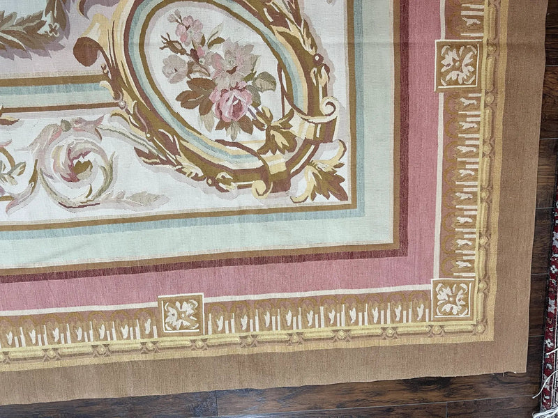 Large Aubusson Rug 11x15, Oversized Gallery Palace Size Flatweave Savonnerie Carpet 11 x 15 ft, Wool Handmade Vintage Elegant European by Jewel Rugs