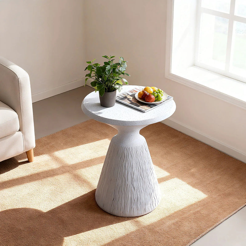 Outdoor End Table, Round Garden Stool - Aqua Gray by Unique Piece Furniture