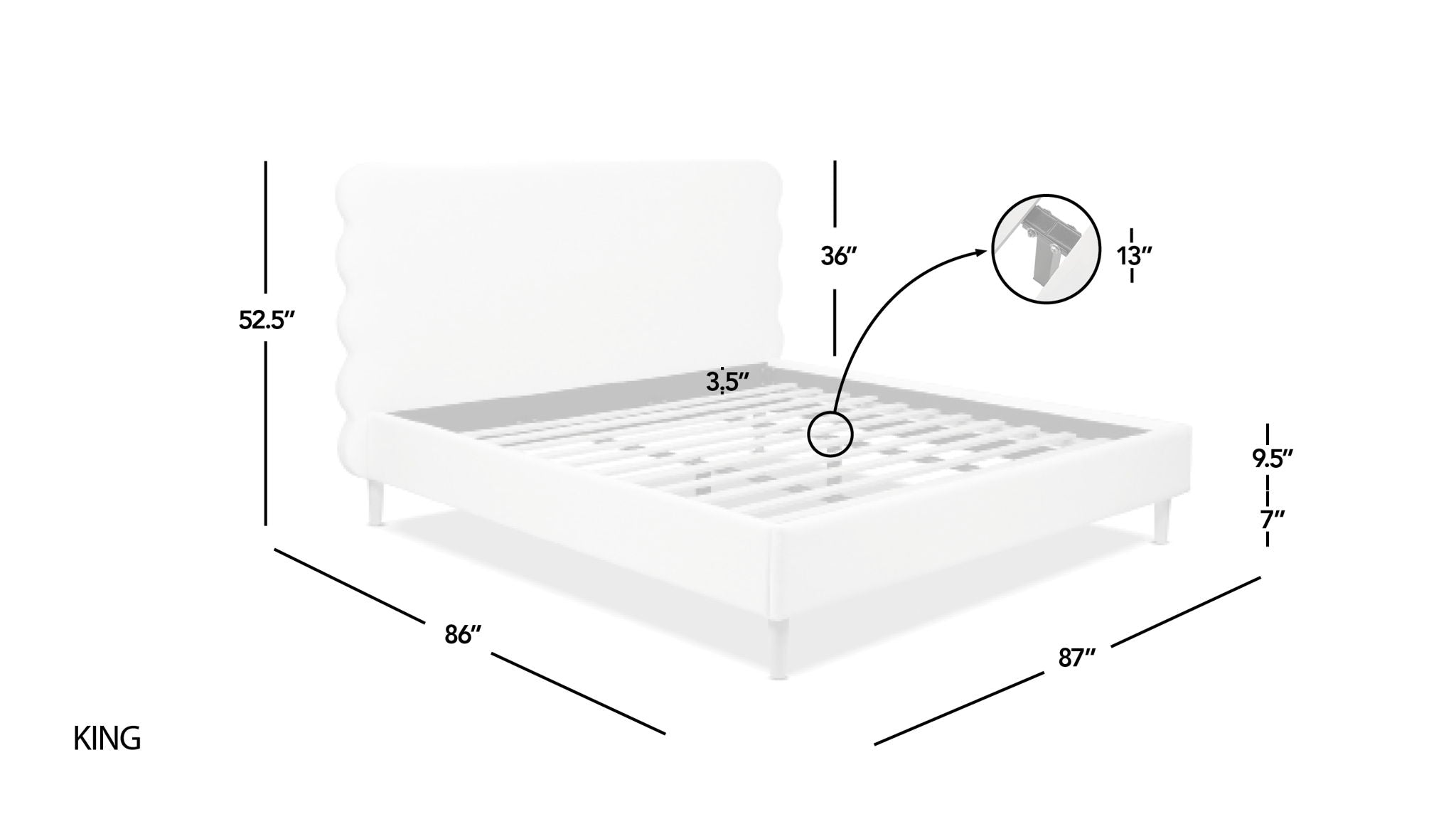 Stockholm - Modern Wavy Headboard Platform Bed by HouseOfZazla