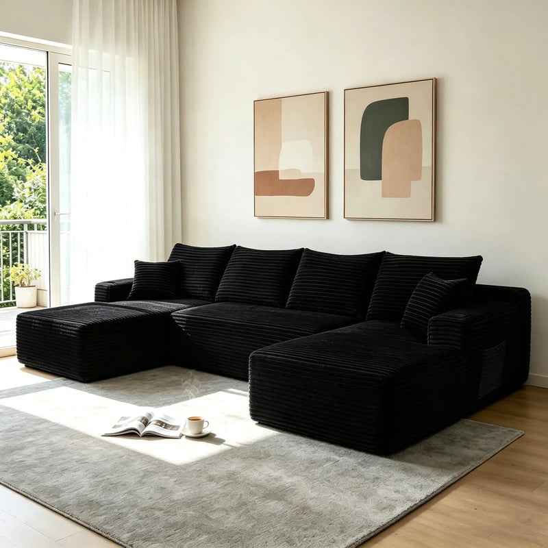 126" Cloud Sectional Sofa with U-Shape Chaise by HouseOfZazla