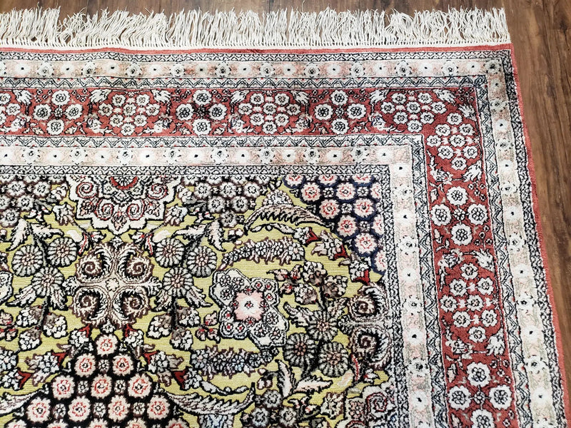 5x8 Indian Kashmiri Silk Rug with Gold Threads by Jewel Rugs