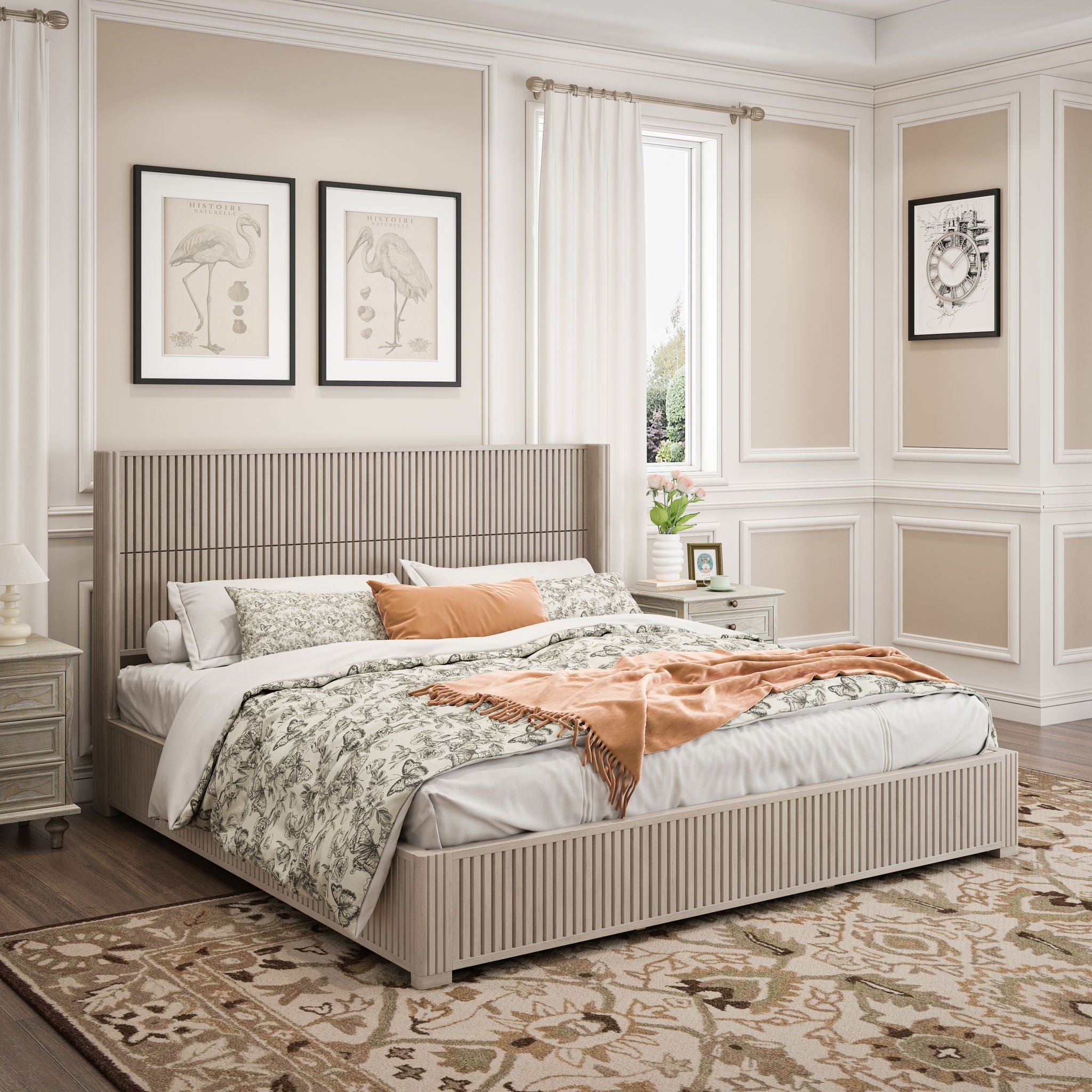 Platform Bed Frame With Headboard, Floor Standing Design by HouseOfZazla