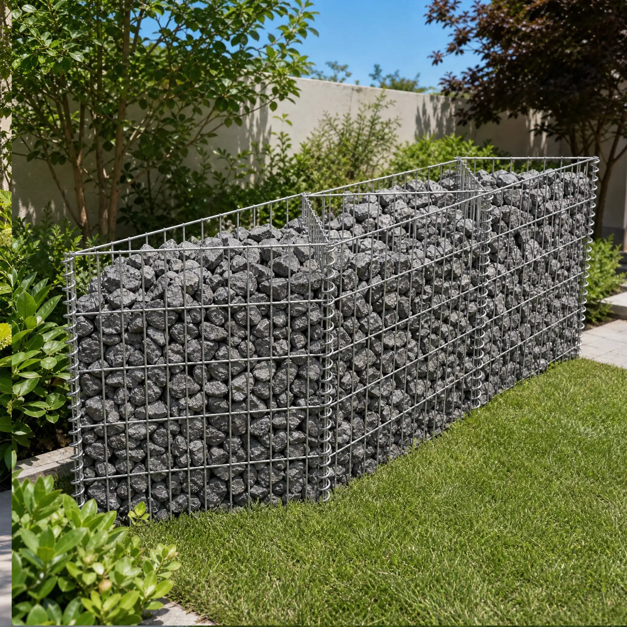 Galvanized Steel Gabion Basket with 3 Compartments by HouseOfZazla