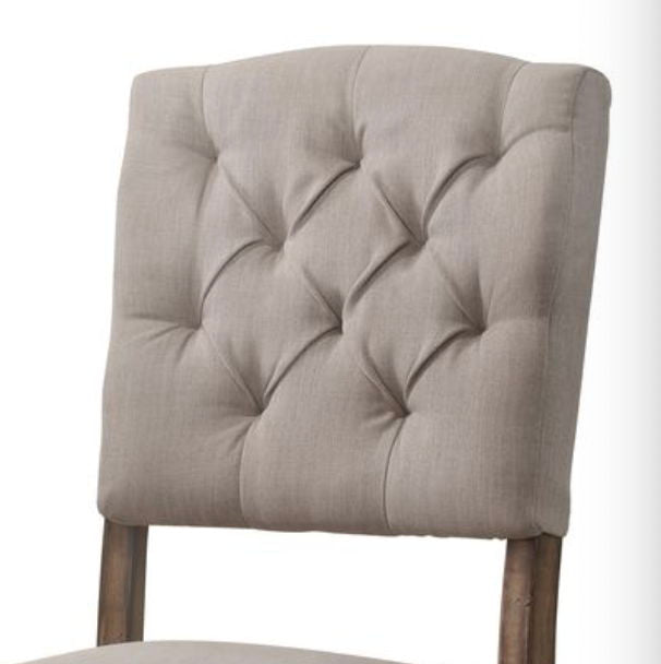 Weathered Side Chair Set with Button Tufting - Dark Brown or Dark Gray, photo 7 of 11