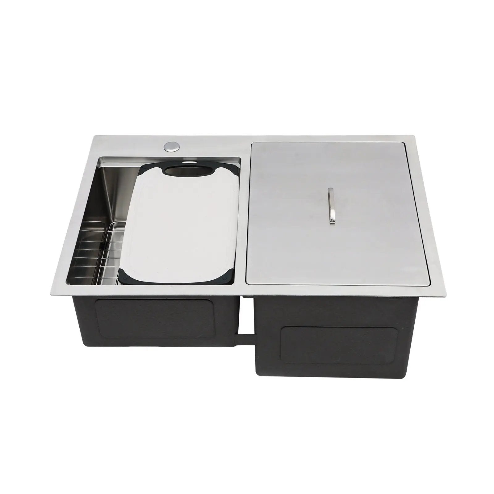 Outdoor Double Bowl Drop In Sink With Workstation - Brushed Nickel by HouseOfZazla