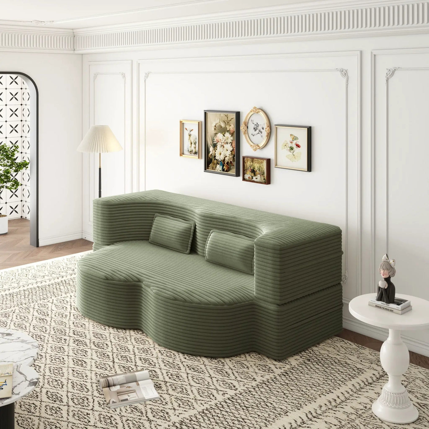 Convertible Foam-Filled Sleeper Sofa Bed with 2 Pillows by HouseOfZazla