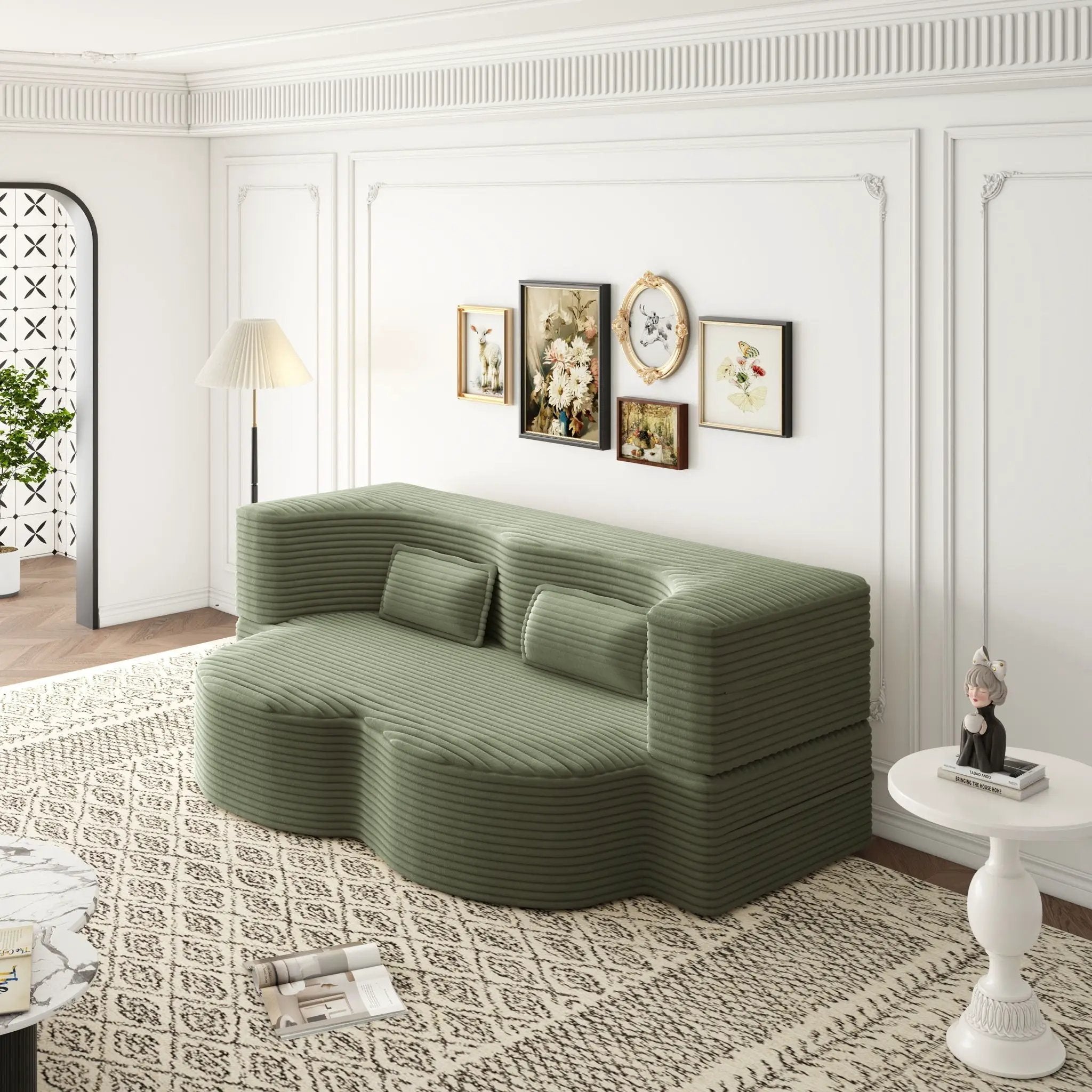 Convertible Foam-Filled Sleeper Sofa Bed with 2 Pillows by HouseOfZazla