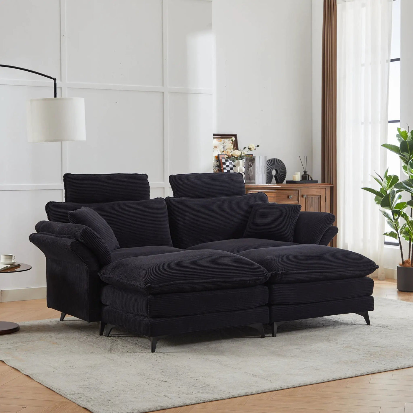Modern Deep Seat Sectional Sofa With Ottoman by Unique Piece Furniture