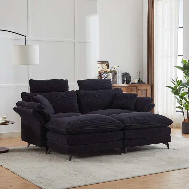 Modern Deep Seat Sectional Sofa With Ottoman by HouseOfZazla