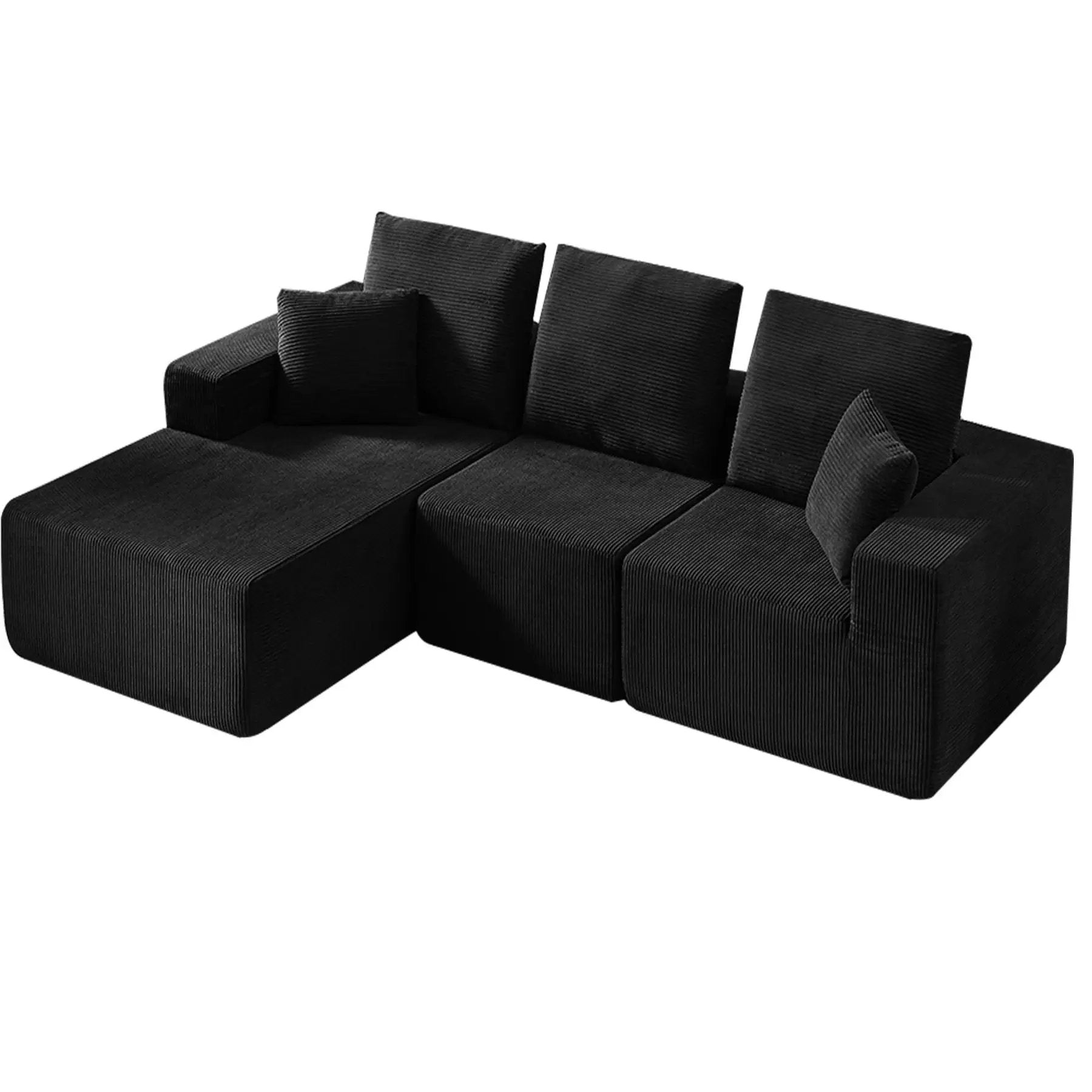 Modular Sectional Sofa With Chaise, L Shaped Cloud Couch With Deep Seat, Sectional Couches For Living Room - Black by HouseOfZazla