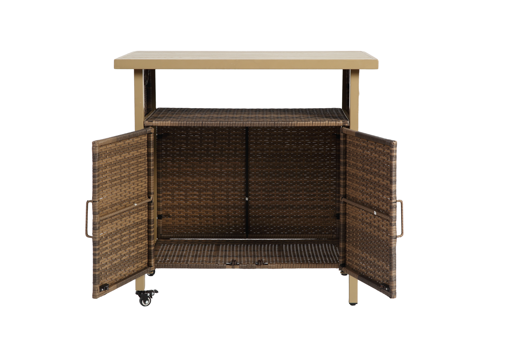 Outdoor Wicker Bar Cart with Wheels by HouseOfZazla