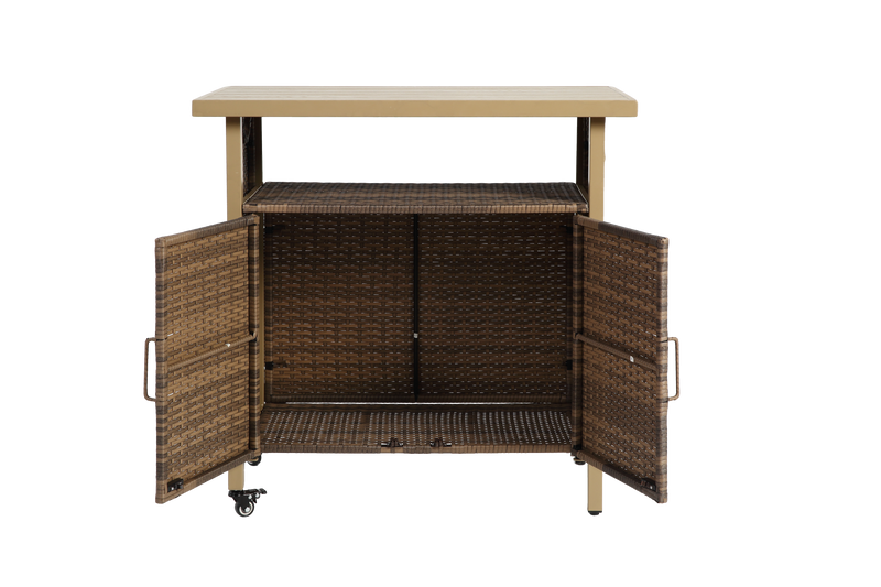 Outdoor Wicker Bar Cart with Wheels by HouseOfZazla