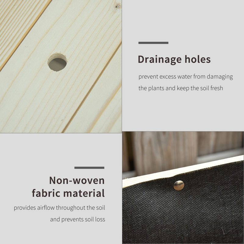 Raised Wooden Planter Box with Lockable Wheels - Natural, photo 6 of 10