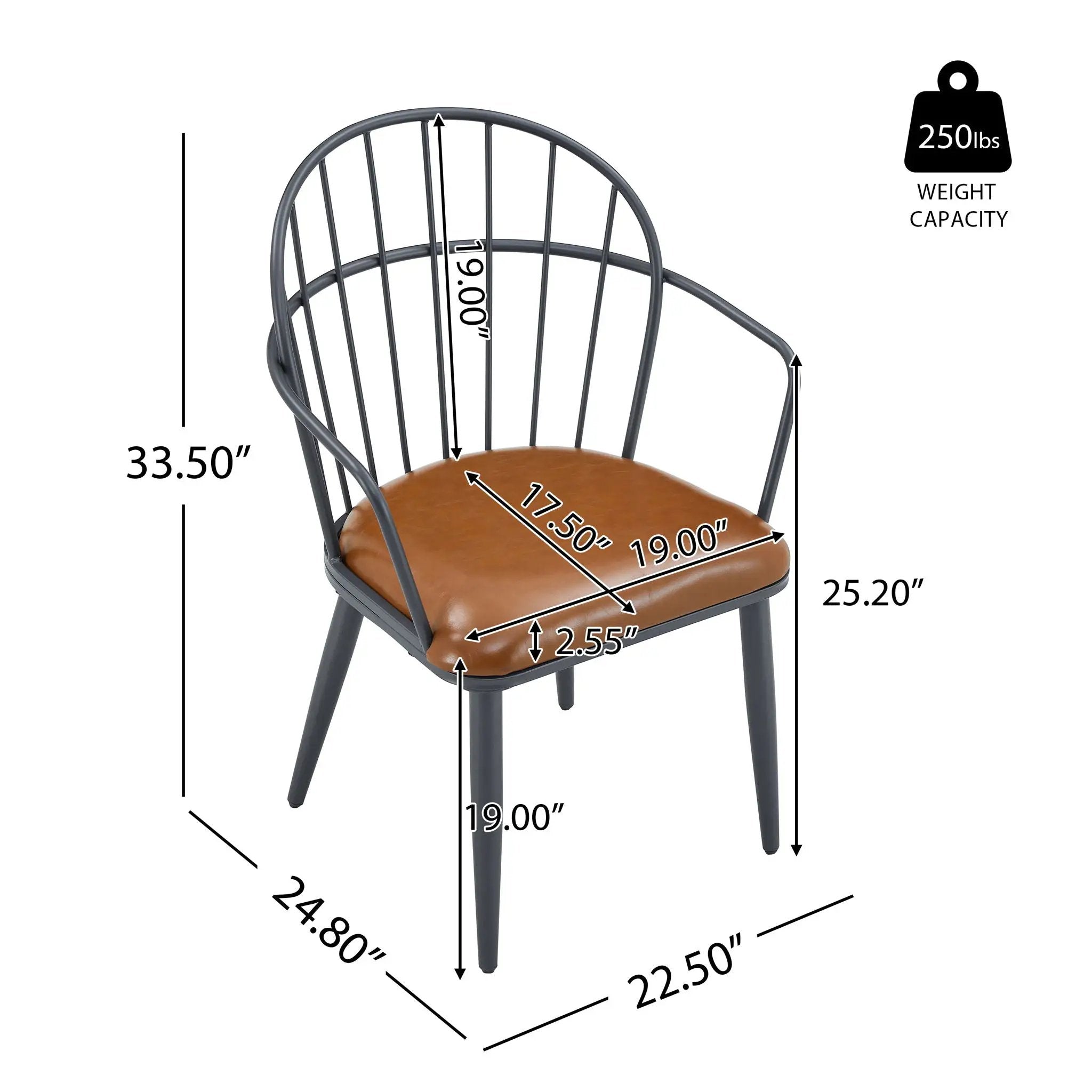 Industrial Inspired Upholstered Dining Chair Set With Metal Legs (Set of 2) - Brown by HouseOfZazla