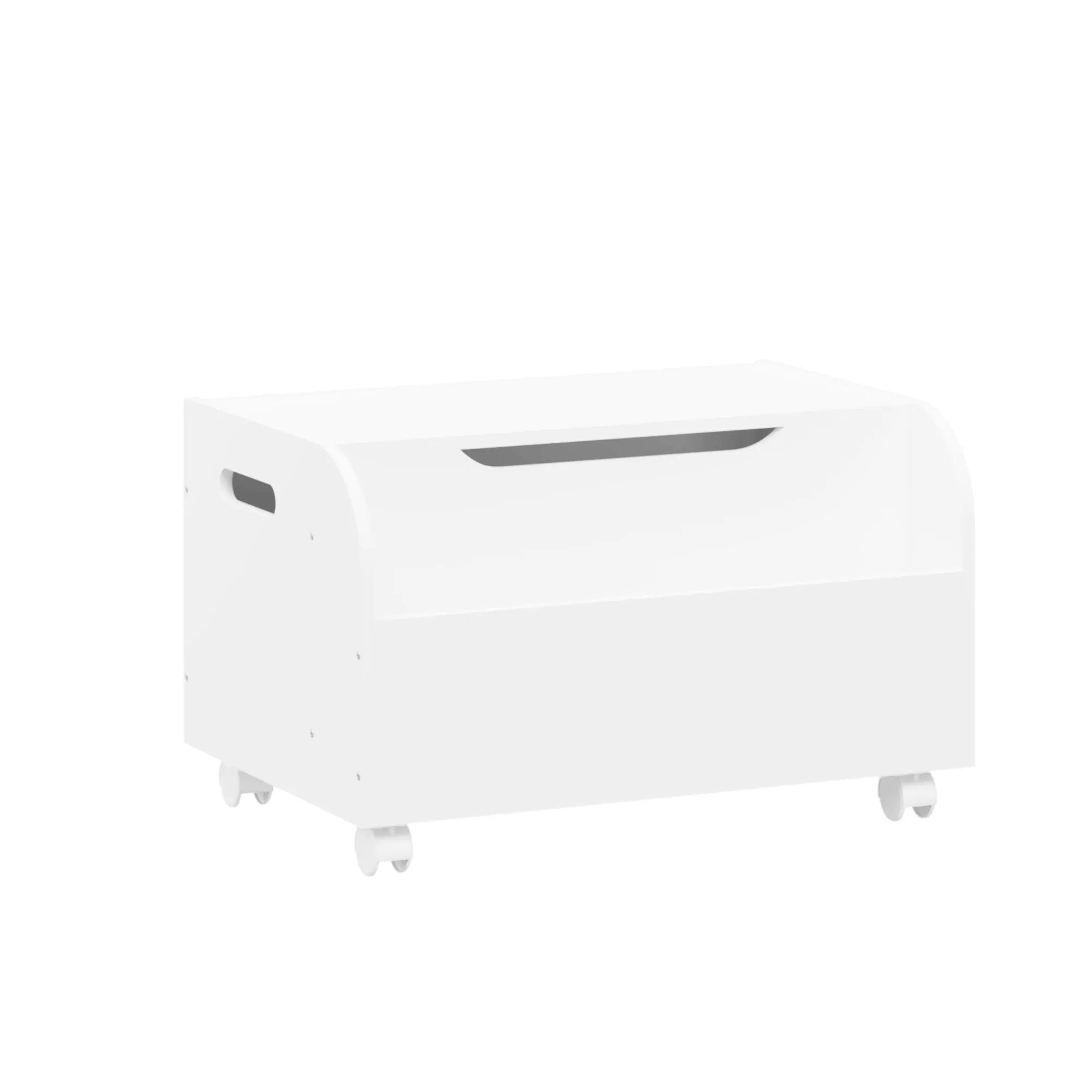 Toy Box With 4 Universal Wheels, Kids Playroom Storage Organizer With Front Bookshelf, Flip Top Lid, Safety Hinge - White by HouseOfZazla