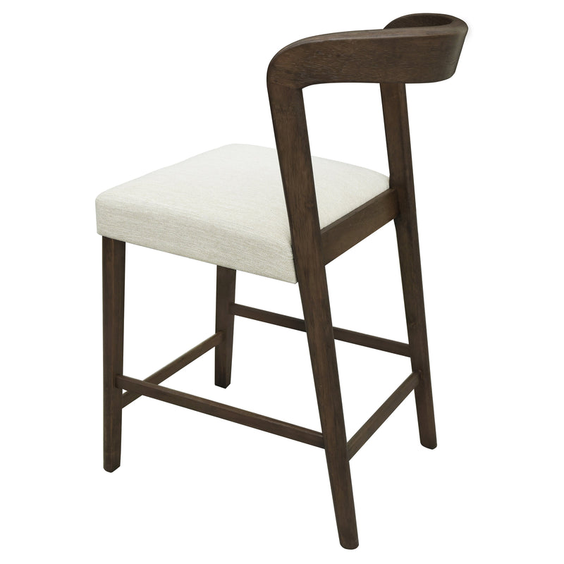 Solid Rubber Wood Counter Stools (Walnut + Beige) Set of 2 by HouseOfZazla