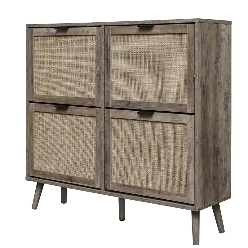 4 Door Shoe Rack, Freestanding Modern Shoe Storage Cabinet by HouseOfZazla