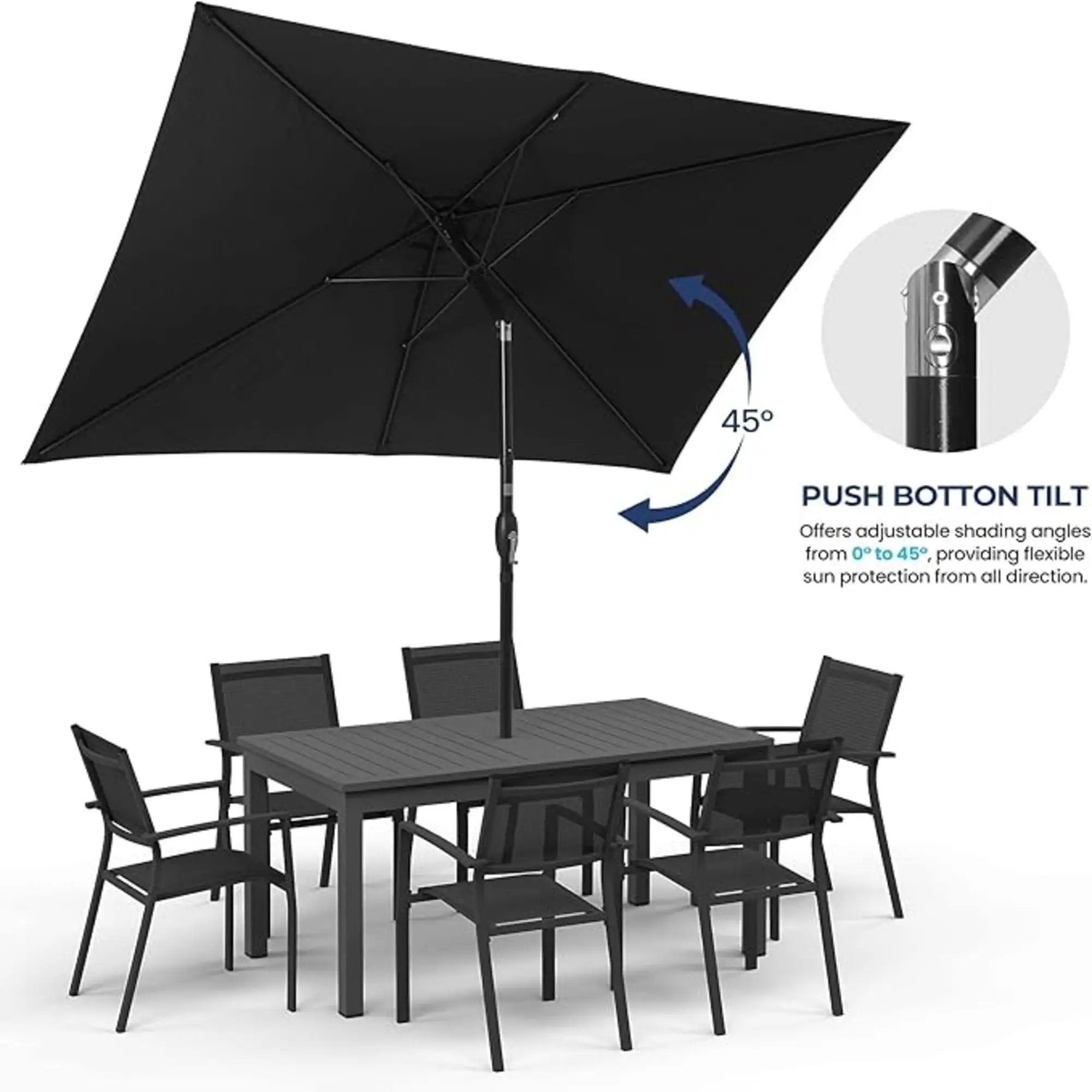 Rectangular Patio Umbrella With Crank Tilt, Polyester UV-Resistant Canopy by HouseOfZazla