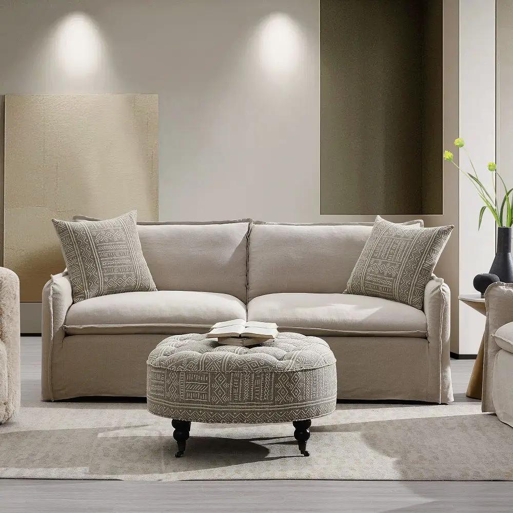 Upendo - Sofa With 2 Pillows - Beige Linen by Unique Piece Furniture