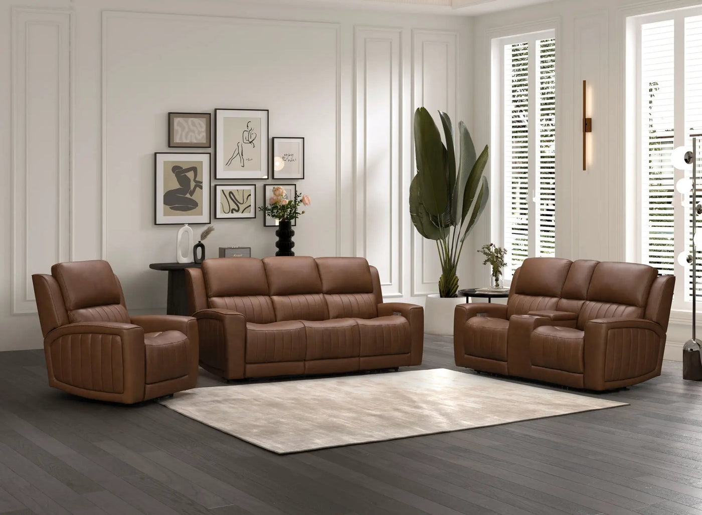 Pierce - Power Sofa With Power Recline, Power Headrest (Drop Down Table With Two Cup Holders)-Zero Gravity, Lumbar by Unique Piece Furniture