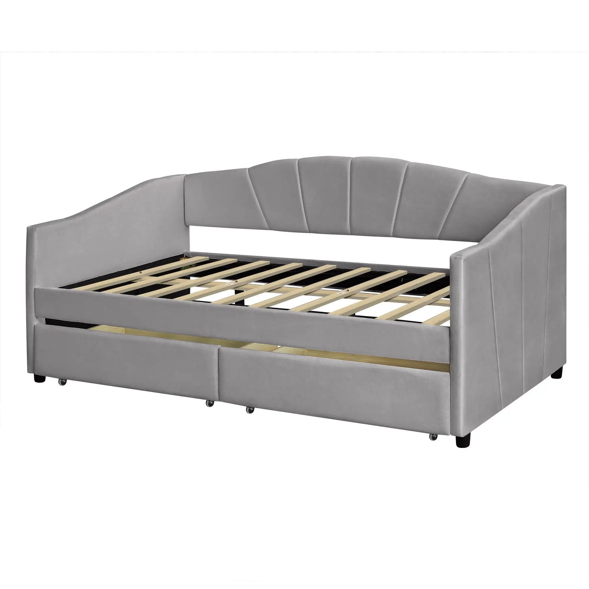 Upholstered Daybed With Two Drawers And Wood Slat by HouseOfZazla