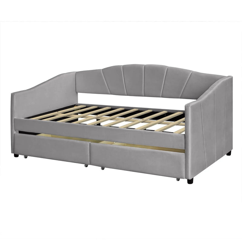 Upholstered Daybed With Two Drawers And Wood Slat by HouseOfZazla