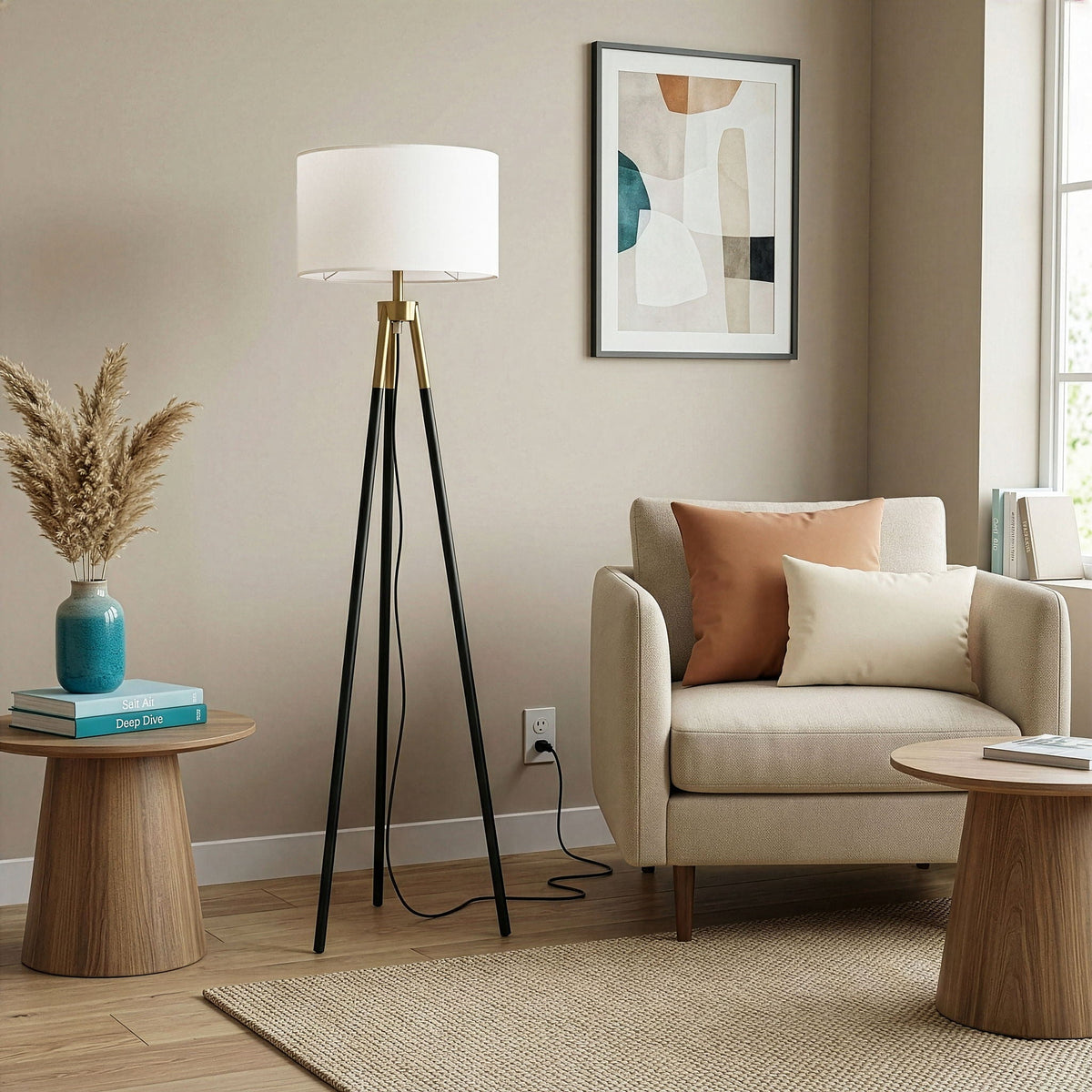Sway Floor Lamp With On/Off Switch - Black/Gold/White, photo 6 of 7