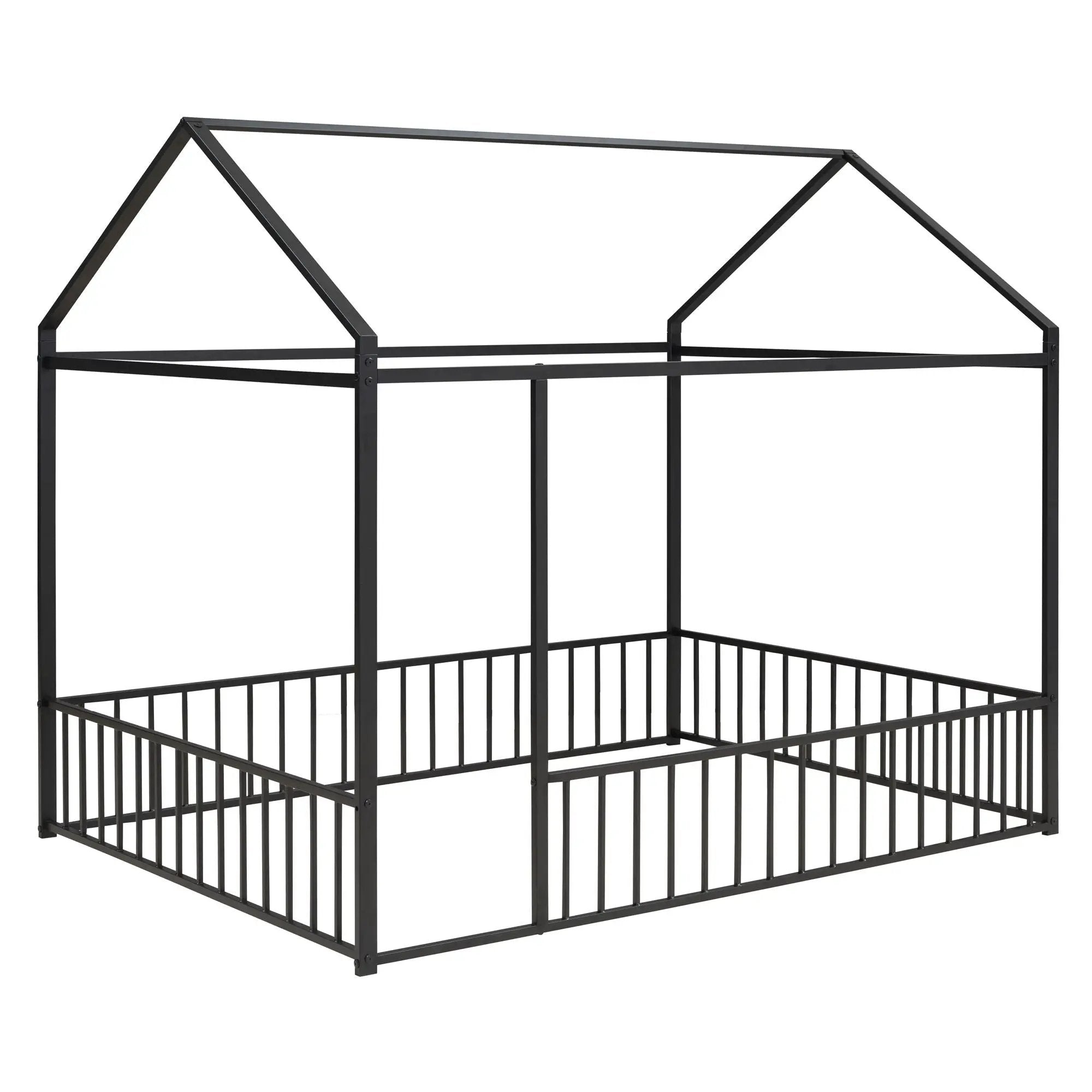 Metal Bed House Bed Frame With Fence by Unique Piece Furniture
