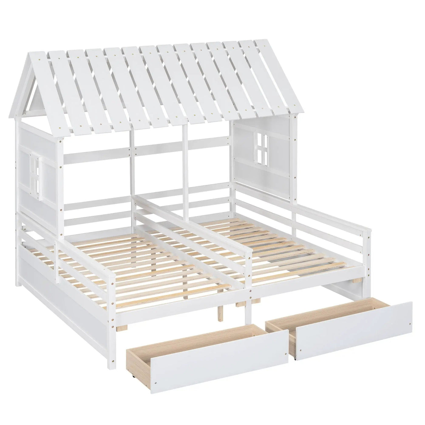House Platform Beds With 2 Drawers, Side By Side Design by HouseOfZazla