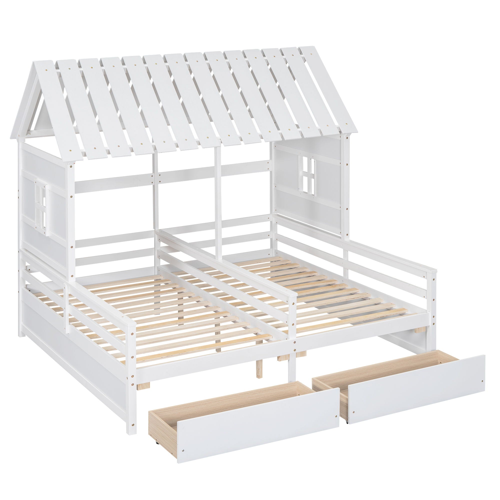 House Platform Beds With 2 Drawers, Side By Side Design by HouseOfZazla
