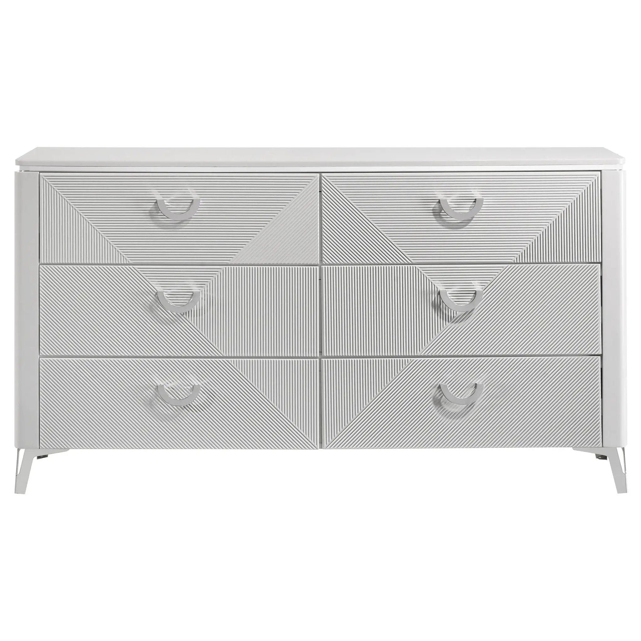 Cassia 6-drawer Bedroom Dresser Cabinet White High Gloss by Unique Piece Furniture