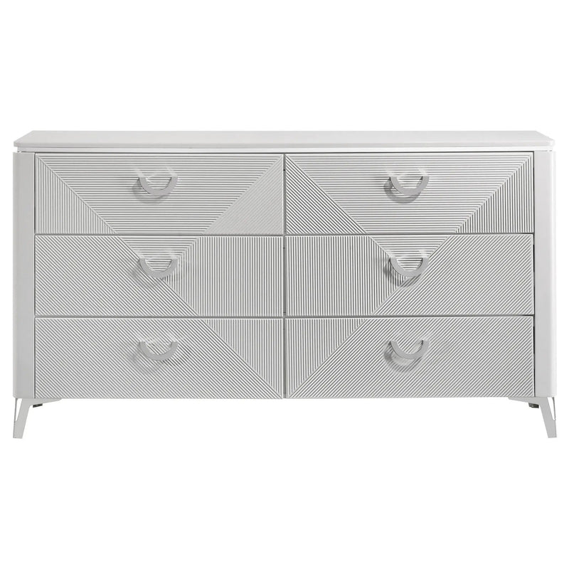 Cassia 6-drawer Bedroom Dresser Cabinet White High Gloss by Unique Piece Furniture