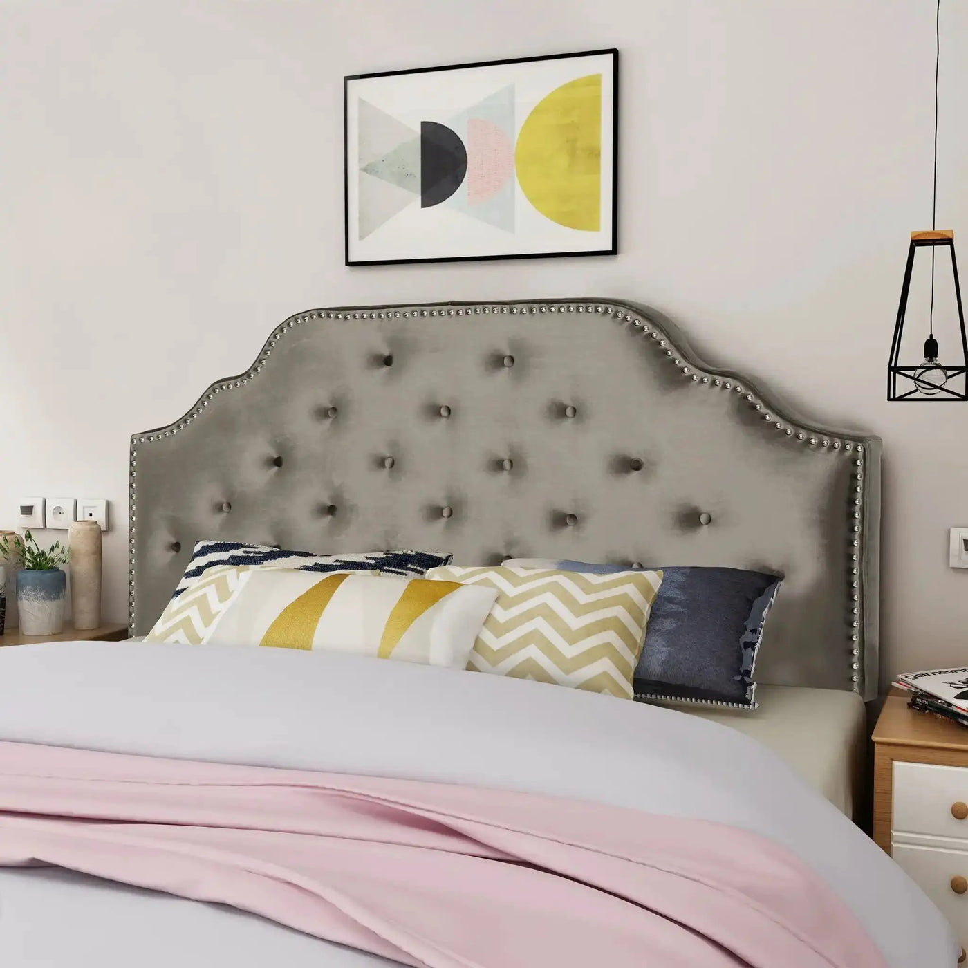 Luella Button Tufted Upholstered Headboard by HouseOfZazla