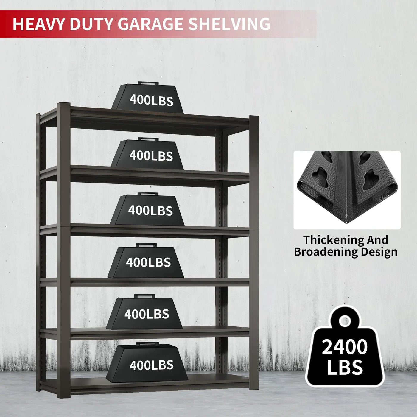 Industrial Heavy Duty Metal Garage Shelving Unit, Adjustable Storage Rack by HouseOfZazla