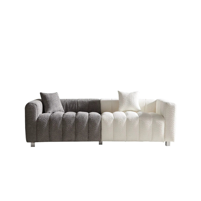 3 Seater Sofa With Metal Base Legs And 2 Pillows In +, 87.4" Premium Couch For Living Room - White / Gray by HouseOfZazla