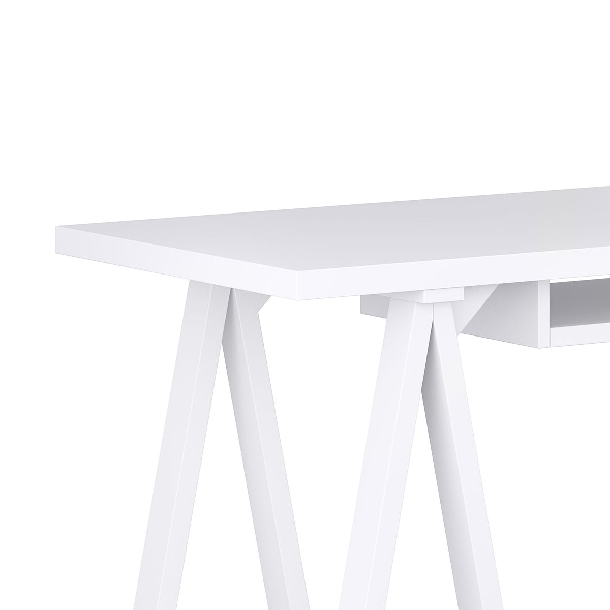 Handcrafted Sawhorse Writing Desk with Solid Wood Construction - Dark Brown or White, photo 8 of 15