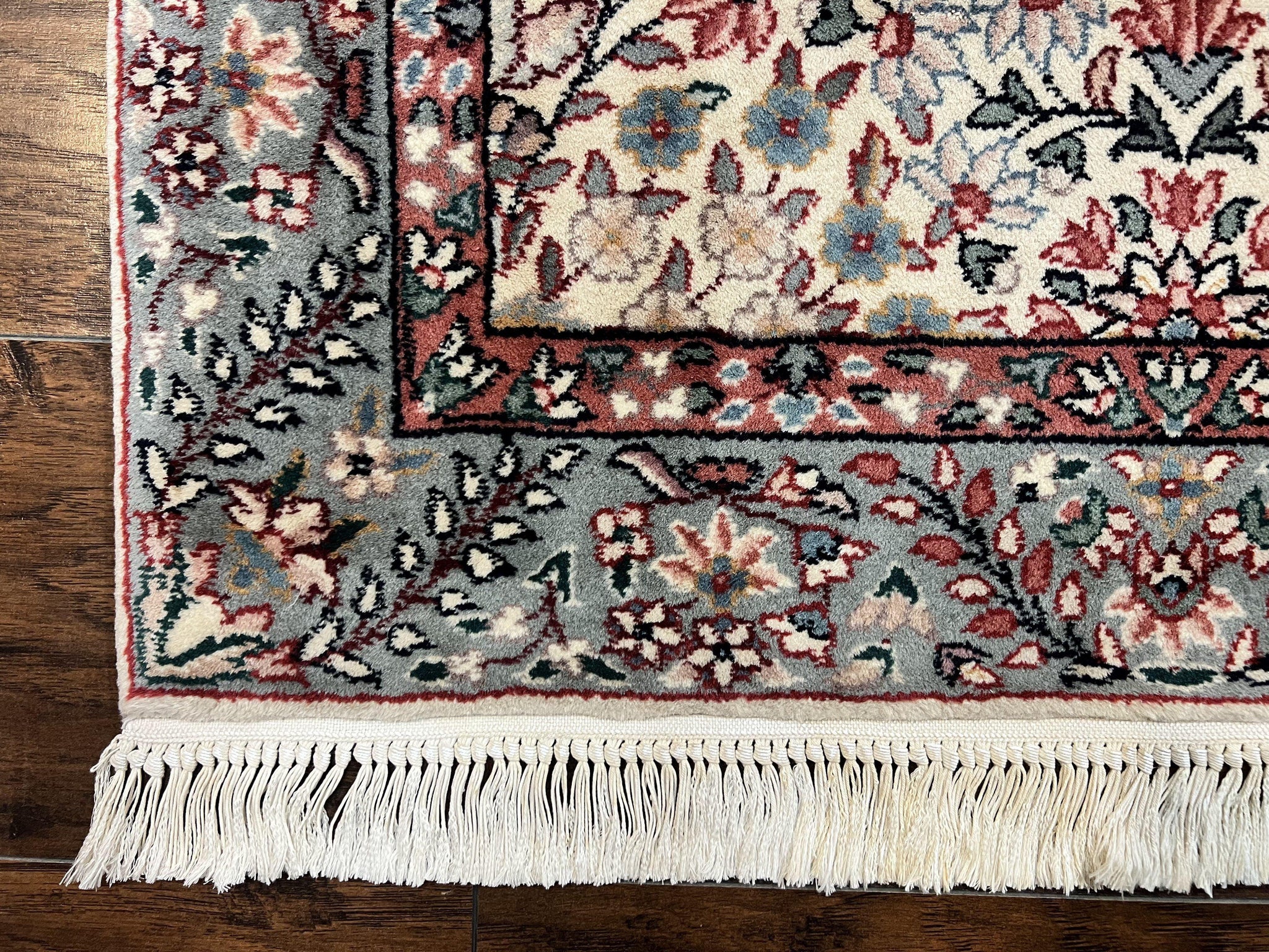 Sino Persian Runner Rug 2.7 x 10, Floral Kirman Lavar Carpet for Hallway, Cream, Handmade Wool Vintage Rug by Jewel Rugs